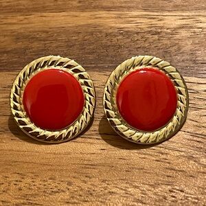 Elegant Red and Gold Earrings